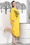 Yellow V-Neck 3/4 Sleeve Buttoned Hidden Pocket Embroidered Printed Casual Oversize Woven Dress - 4