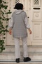 Women's Hijab Clothing Tunic Suit with Hood and Front Half Zipper Stripes 2 Thread Pantalon - 3