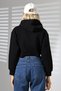 Hooded Zippered Crop Wide Fit Sweatshirt 21652 Black - 4