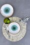 Tulu Porcelain Galaxy Turquoise Porcelain Modern Cream Handmade Cake Plate Serving Set for 6 Persons - 2