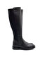 Venus Genuine Leather Stretch Elastic Easy-To-Wear Full Fit Zippered 20711 Black Women's Boots - 2
