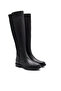 Venus Genuine Leather Stretch Elastic Easy-To-Wear Full Fit Zippered 20711 Black Women's Boots