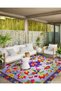 Green Blue Red Leaf and Flower Detailed Antique Design Series Modern Decorative Carpet Antik177 - 3