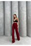 Burgundy Velcro Palazzo Pants - 4