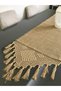 Knitted Motif Tasseled Jute Fabric Runner 40x140 Cm - 3