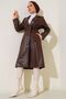 Women's Coat with Leather Belt - 2