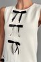 Women's Cream Crew Neck Contrast Bow Knit Mini Dress - 3