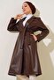 Women's Coat with Leather Belt