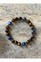 Men's Natural Stone Bracelet Tiger's Eye, Lapis, Hematite Stone