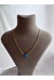 Women's Blue Beaded Gold Necklace - 4