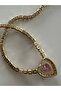 Non-Tarnish Steel Zircon Pink Heart Waterway Bracelet - 7
