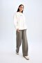 Dfc - Straight Fit High Waist Thick Sweatshirt Fabric Trousers with Pockets - 3