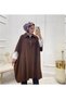Tesettür Triko Trucker Collar Zippered Poncho - 8