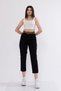 Women's Summer Black High Waist Belted Gabardine Jeans Fabric Pencil Denim Pants Casual Daily Office Stylish 3880 - 3