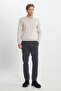 Men's Beige Melange Standard Fit Regular Cut Polo Collar Knitwear Sweater - 2