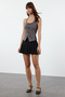 Anthracite Fitted Bow Detailed Woven Vest Twoaw25Ye00070