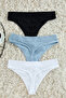 Black-White-Blue 3-Pack Seamless/Seamless Thong Knitted Panties Thmaw25Ku00021 - 4