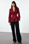 Bordo Fermuar Detaylı Dokuma Blazer Ceket TWOAW25BC00010 - 3