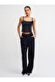 10531 Strappy Handcrafted Floral Motif Knitwear Blouse-Black - 3