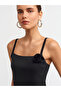 10531 Strappy Handcrafted Floral Motif Knitwear Blouse-Black - 4