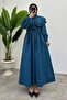 Petrol Blue Shoulder Lace Dress
