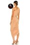 Women's Nut Color One Shoulder Draped Shirred Lined Zipper Asymmetrical Midi Dress - 2