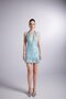 Shiny Fabric Gathered Mini Starry Dress Blue