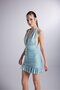 Shiny Fabric Gathered Mini Starry Dress Blue - 3