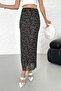 Midi Length Black Floral Patterned Tulle Skirt - 8