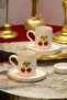 Gold Gilt 2 Piece 100ml Porcelain Cherry Coffee Cup Set - 2