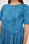 Women's Acid Washing Effect Cupra Short Sleeve Gathered Knitted Maxi Dress - 7