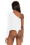 Women's White Asymmetrical Cut Bodysuit - 4