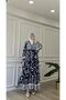 Navy Blue Premium Fabric Patterned Viscose Dress - 5