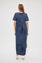 Women's Acid Washing Effect Cupra Short Sleeve Gathered Knitted Maxi Dress - 8