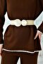 Women's Round Buckle Detailed Straw Belt 1919 - 3