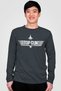 Top Gun Crew Neck Long Sleeve Anthracite Men's Combed Cotton T-Shirt