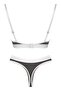 Black and White Rubber Detailed See-through Tulle Adjustable Strap Women's Bra Set - 5
