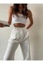 Women's White Pleated High Waist Comfort Palazzo Pants - 2