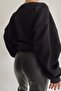 Women's Leather Black Trousers with Front Slit - 3