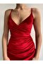 Red Strap Double Breasted Collar Velvet Dress Emr-070 - 2