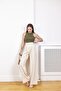 Stone Waist Velcro Collar Stitching Palazzo Trousers - 3