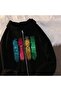 Demon Slayer Thick Cardigan - Black Printed Winter Oversize Hooded Zip Pocket Cardigan - 2