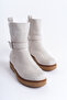 Women's Special Design Oval Toe Buckle Detailed Suede Boots - 6