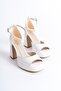 High-heeled platform evening shoes in white leather. - 4