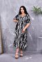 Double Breasted Neckline Elastic Waist Print Dress