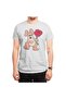 Unisex White T-Shirt for Men and Women - Rabbit with Red Rose Patterned - 6