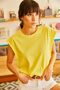 100% Cotton Women's Yellow Padded Look Underarm Split Batwing Crew Neck T-Shirt - 2