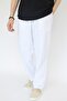 Unisex Summer Comfortable White Linen Trousers with Elastic Waist Cotton Cool Drawstring Linen Trousers - 4
