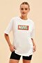Marvel Printed Oversize Unisex White T-shirt - 3