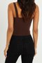 Women's Front Gathered Brown Crop Blouse Edl-1734 - 2